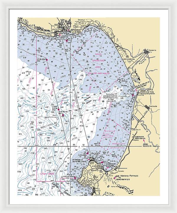Monterey Bay-california Nautical Chart 1 - Framed Print
