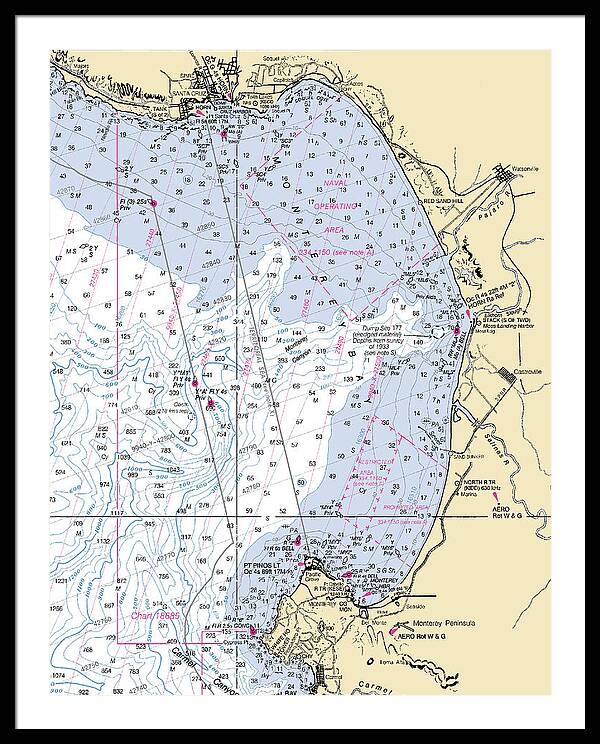 Monterey Bay-california Nautical Chart 1 - Framed Print