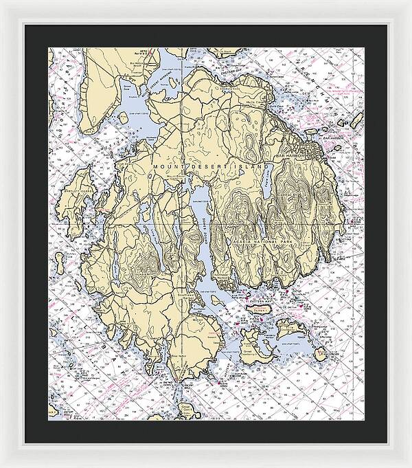 Mt Desert Island-maine Nautical Chart 1 - Framed Print
