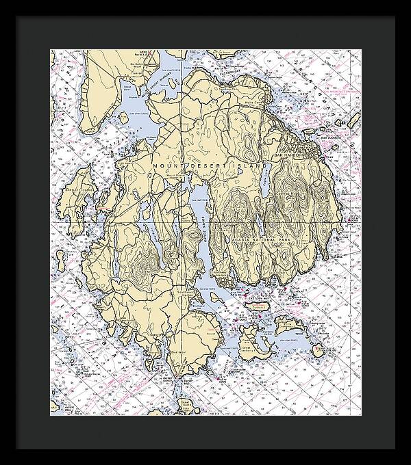 Mt Desert Island-maine Nautical Chart 1 - Framed Print