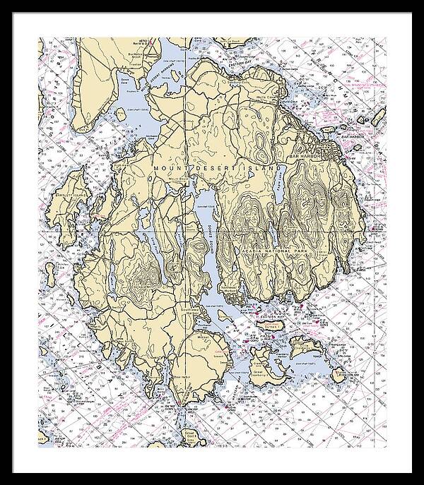 Mt Desert Island-maine Nautical Chart 1 - Framed Print