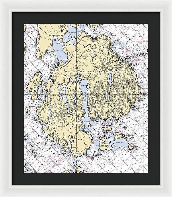 Mt Desert Island-maine Nautical Chart 1 - Framed Print