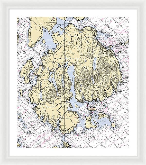 Mt Desert Island-maine Nautical Chart 1 - Framed Print