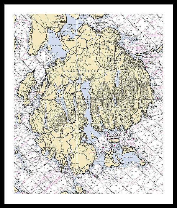 Mt Desert Island-maine Nautical Chart 1 - Framed Print