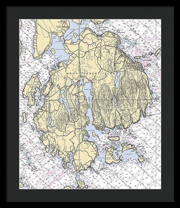 Mt Desert Island-maine Nautical Chart 1 - Framed Print