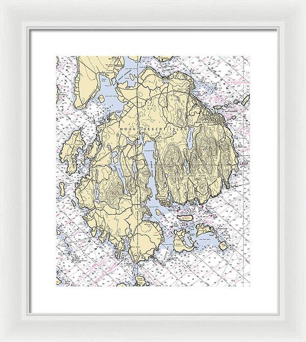 Mt Desert Island-maine Nautical Chart 1 - Framed Print