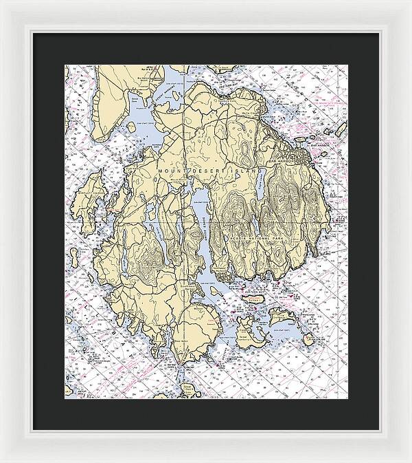 Mt Desert Island-maine Nautical Chart 1 - Framed Print