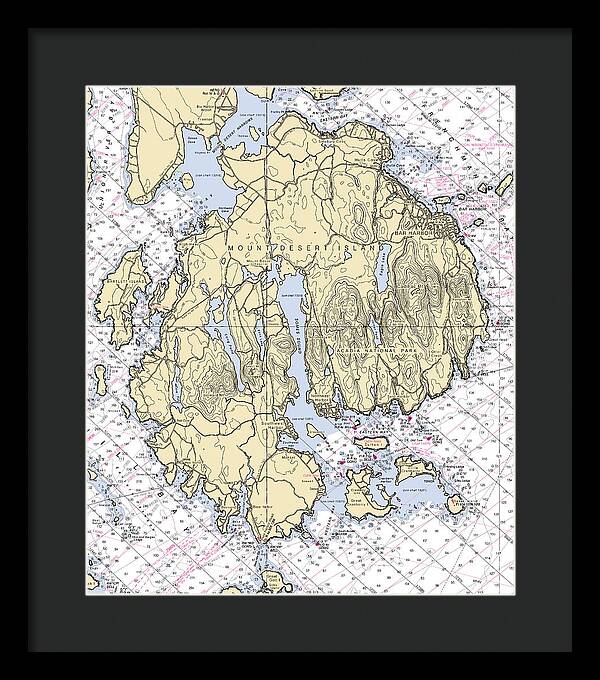 Mt Desert Island-maine Nautical Chart 1 - Framed Print