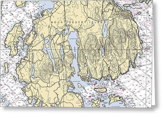 Mt Desert Island-maine Nautical Chart 1 - Greeting Card