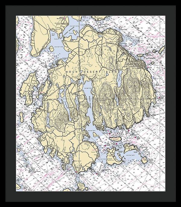 Mt Desert Island-maine Nautical Chart 1 - Framed Print