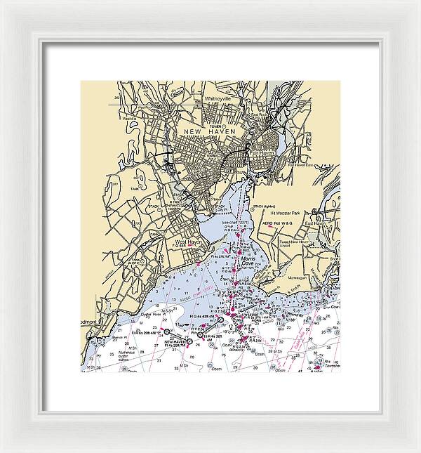 New Haven-connecticut Nautical Chart 1 - Framed Print