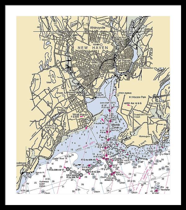 New Haven-connecticut Nautical Chart 1 - Framed Print