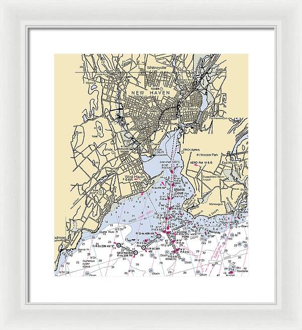 New Haven-connecticut Nautical Chart 1 - Framed Print