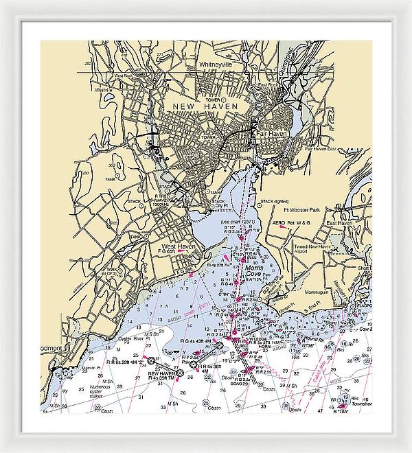 New Haven-connecticut Nautical Chart 1 - Framed Print
