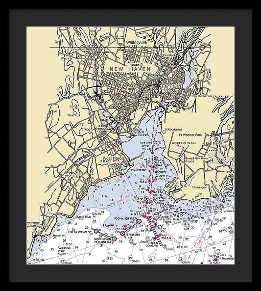 New Haven-connecticut Nautical Chart 1 - Framed Print