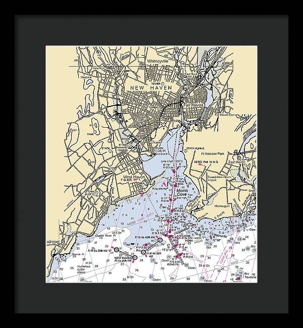 New Haven-connecticut Nautical Chart 1 - Framed Print