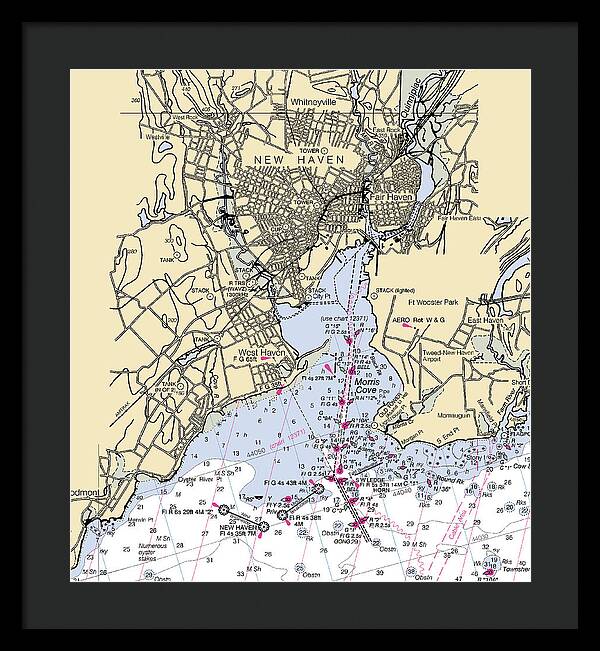 New Haven-connecticut Nautical Chart 1 - Framed Print