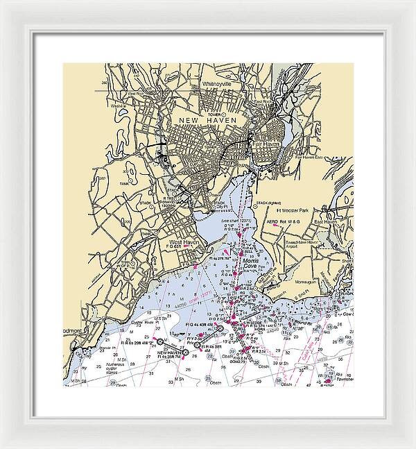 New Haven-connecticut Nautical Chart 1 - Framed Print