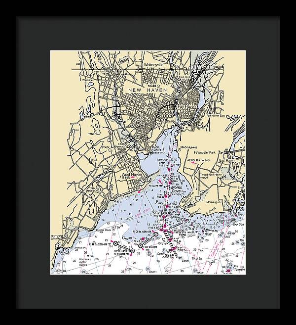New Haven-connecticut Nautical Chart 1 - Framed Print