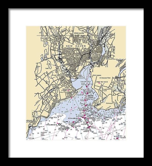 New Haven-connecticut Nautical Chart 1 - Framed Print