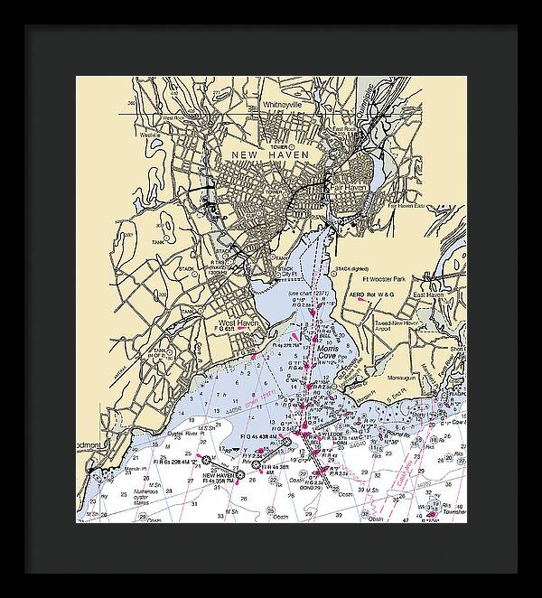 New Haven-connecticut Nautical Chart 1 - Framed Print