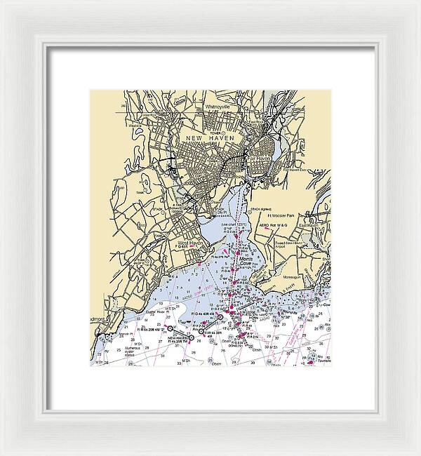 New Haven-connecticut Nautical Chart 1 - Framed Print