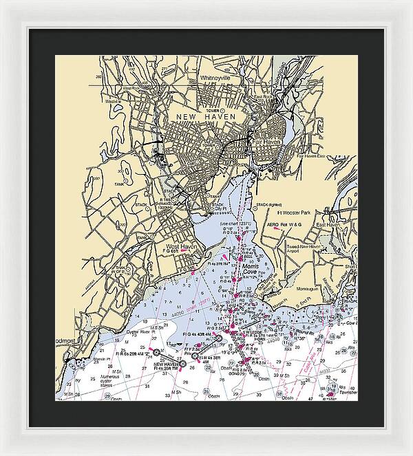 New Haven-connecticut Nautical Chart 1 - Framed Print