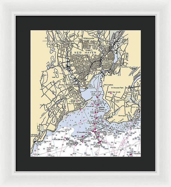 New Haven-connecticut Nautical Chart 1 - Framed Print