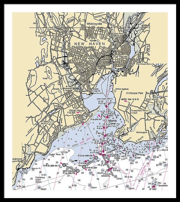 New Haven-connecticut Nautical Chart 1 - Framed Print