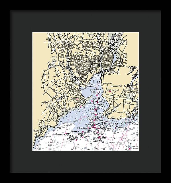 New Haven-connecticut Nautical Chart 1 - Framed Print