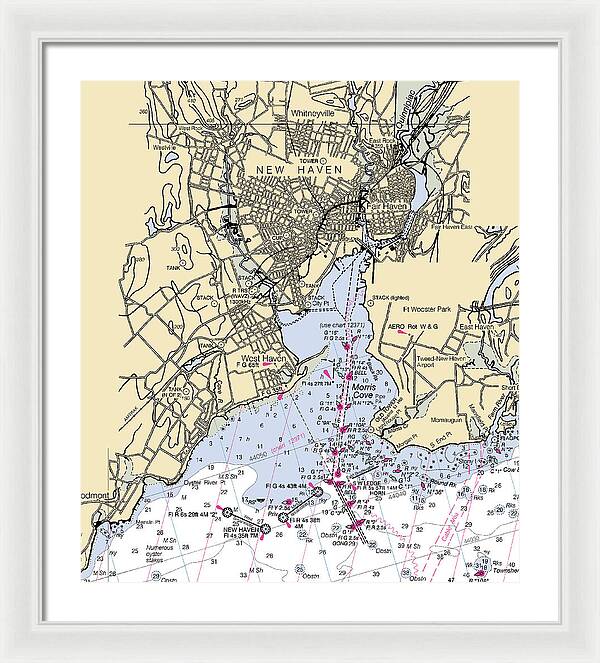 New Haven-connecticut Nautical Chart 1 - Framed Print