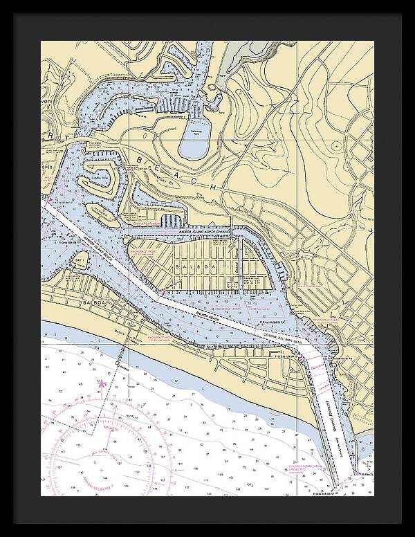 Newport Beach-california Nautical Chart 1 - Framed Print