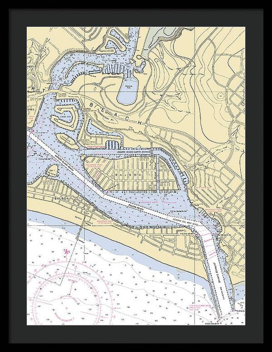 Newport Beach-california Nautical Chart 1 - Framed Print