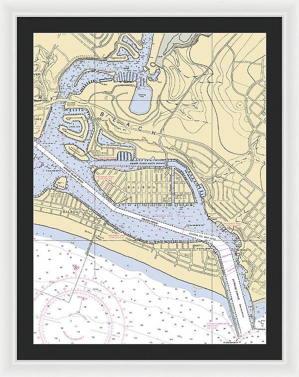 Newport Beach-california Nautical Chart 1 - Framed Print