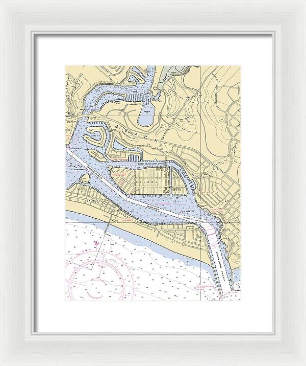 Newport Beach-california Nautical Chart 1 - Framed Print