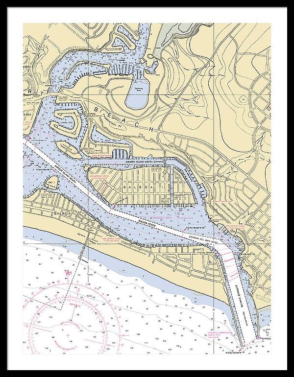 Newport Beach-california Nautical Chart 1 - Framed Print