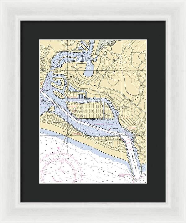 Newport Beach-california Nautical Chart 1 - Framed Print