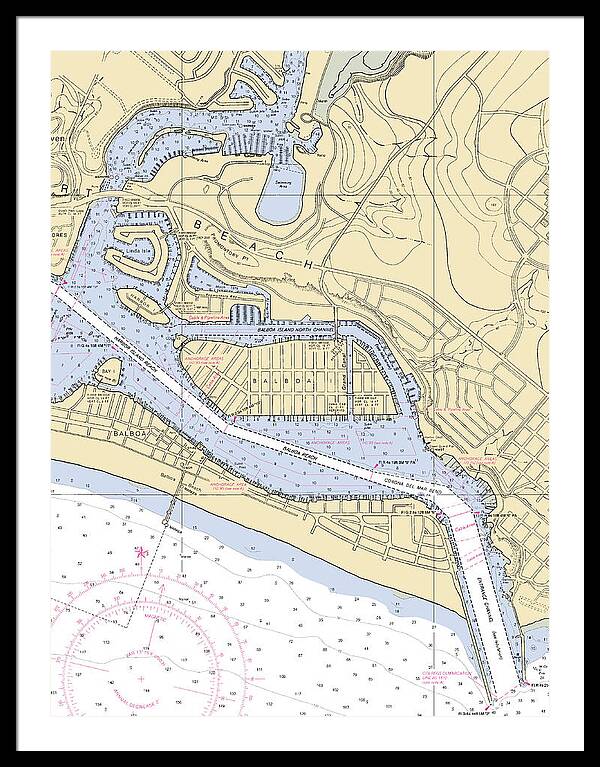 Newport Beach-california Nautical Chart 1 - Framed Print