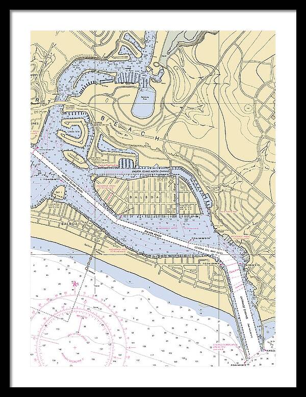 Newport Beach-california Nautical Chart 1 - Framed Print