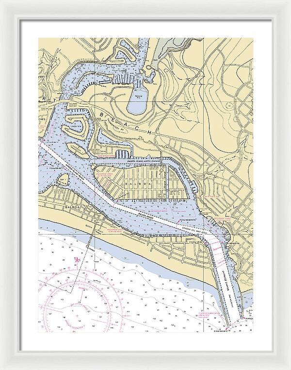 Newport Beach-california Nautical Chart 1 - Framed Print