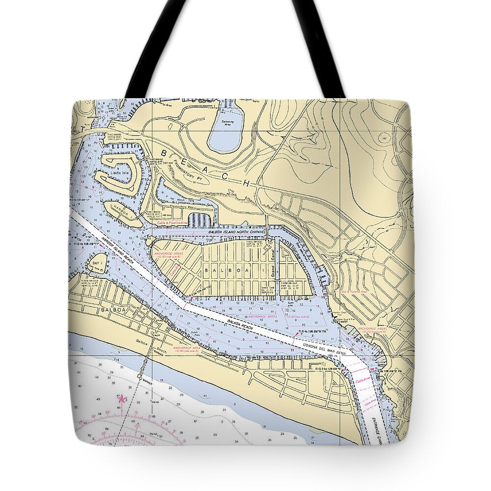 Newport Beach-california Nautical Chart 1 - Tote Bag