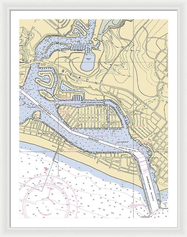Newport Beach-california Nautical Chart 1 - Framed Print