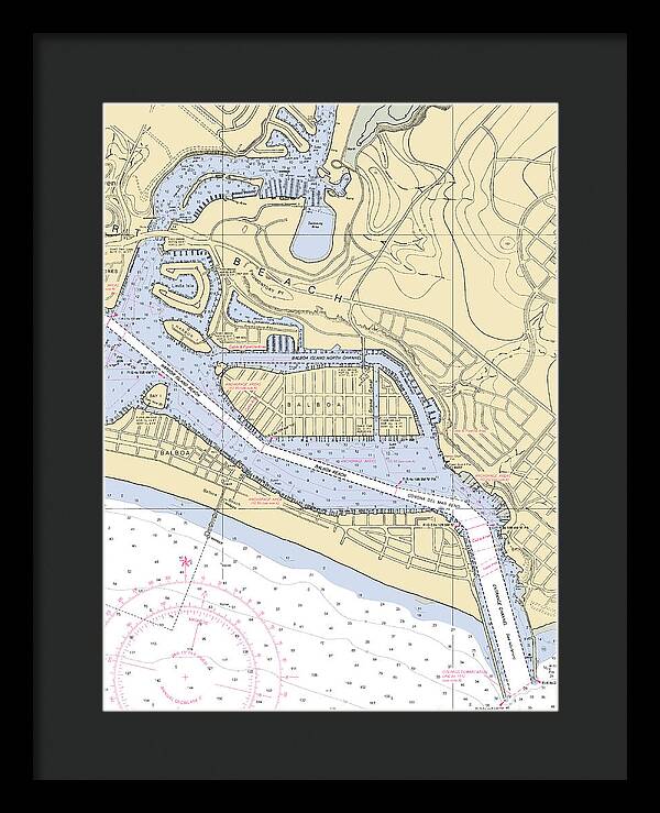 Newport Beach-california Nautical Chart 1 - Framed Print