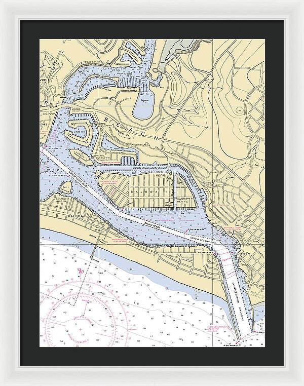 Newport Beach-california Nautical Chart 1 - Framed Print