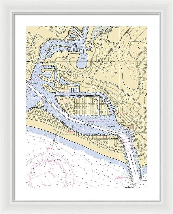 Newport Beach-california Nautical Chart 1 - Framed Print