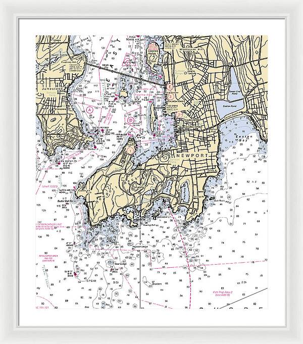 Newport-rhode Island Nautical Chart 1 - Framed Print