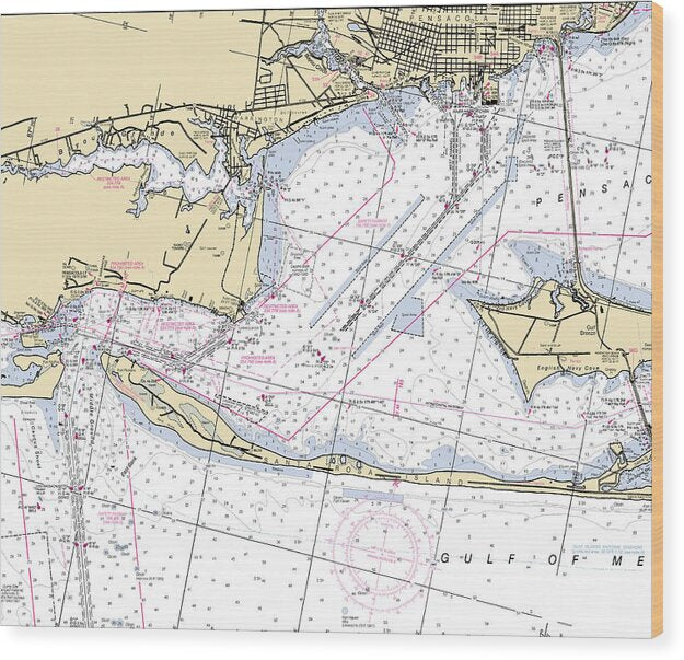 Pensacola-florida Nautical Chart 1 - Wood Print