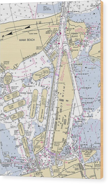 Port Of Miami-florida Nautical Chart 1 - Wood Print