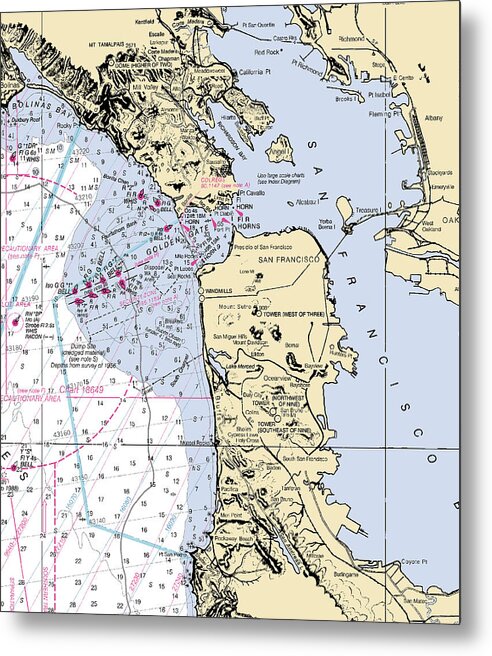 San Francisco-california Nautical Chart 1 - Metal Print