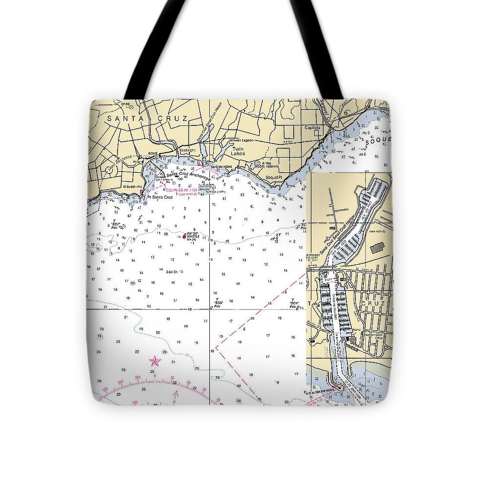 Santa Cruz-california Nautical Chart 1 - Tote Bag